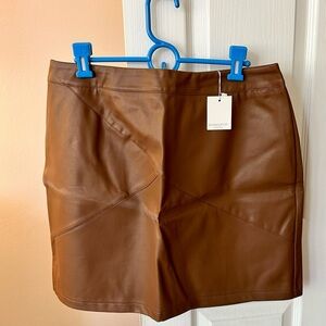 Manzoni Brown Leather Mini Skirt worn once